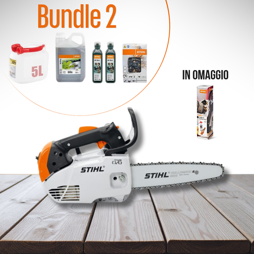 Motosega a scoppio STIHL MS 151 TC-E - spranga 25 cm + Tanica 5L + 3L BioPlus + 2 HP Ultra 100 ml + catena + omaggio kit Care & Clean MS