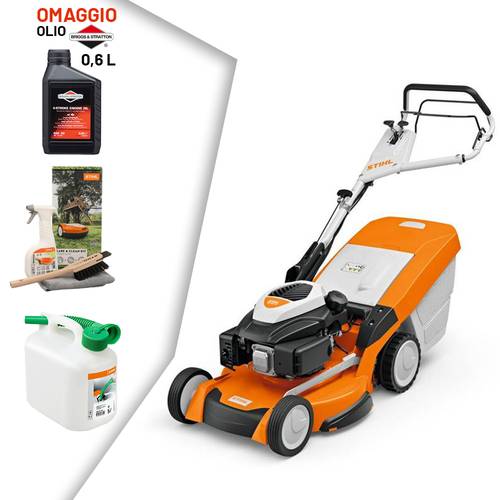 TOSAERBA A SCOPPIO STIHL RM 655 VS con olio 0,6L + care & Clean Kit + tanica 5L omaggio