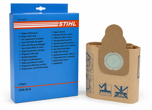 Sacchetti Filtro in Carta STIHL per Aspiratore SE 60 - Confezione da 5 Pezzi