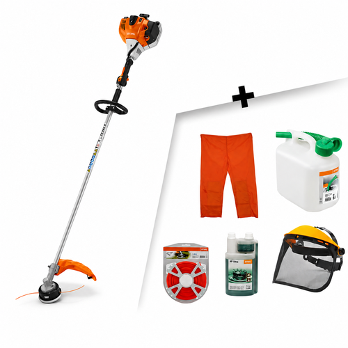 Decespugliatore a scoppio STIHL FS 240.0 R + 1L HP Ultra +  Filo + Tanica 5L + Visiera protettiva + Copri pantaloni
