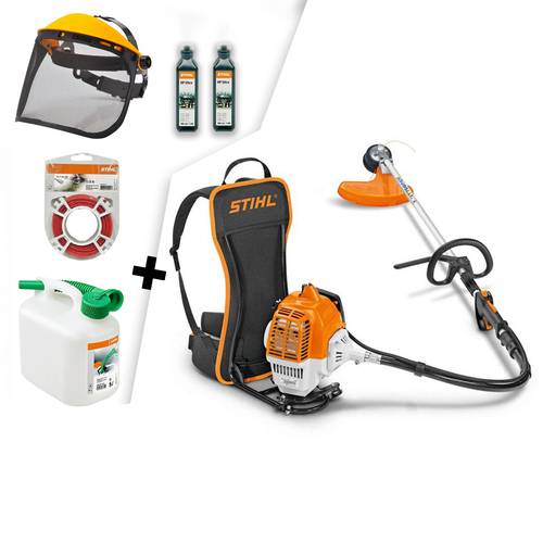 DECESPUGLIATORE SPALLEGGIATO A SCOPPIO STIHL FR 235 + 2 HP Ultra 100 ml + filo + visiera + tanica