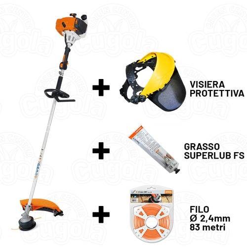 DECESPUGLIATORE A SCOPPIO STIHL FS 120 R + visiera + Grasso superlub fs + Filo
