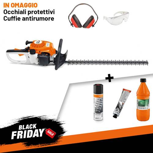 TOSASIEPI A SCOPPIO STIHL HS 45  - lama cm 60 + Superclean 50 ml + Grasso Multilub 80 gr + 1L Motomix + omaggi