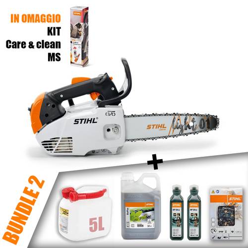 MOTOSEGA A SCOPPIO STIHL MS 151 TC-E - spranga 25 cm + Tanica 5L + 3L bioplus + 2 hp ultra 100 ml + catena + omaggio kit care & clean MS