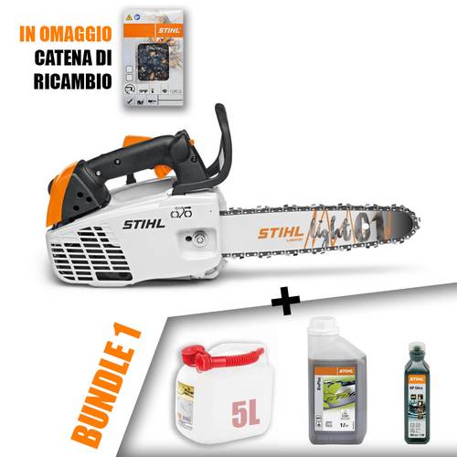 MOTOSEGA A SCOPPIO STIHL MS 194 T - spranga 30 cm 1/4"P + Tanica 5L + 1L bioplus +100 ml hp ultra + catena in omaggio