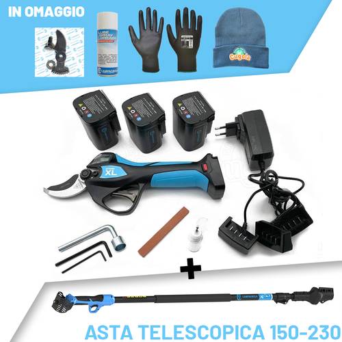 Forbice elettrica a batteria Campagnala Stark XL + asta telescopica 150-230 + omaggi