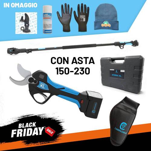 Forbice elettrica a batteria Campagnala Stark XL + asta telescopica 150-230 + omaggi