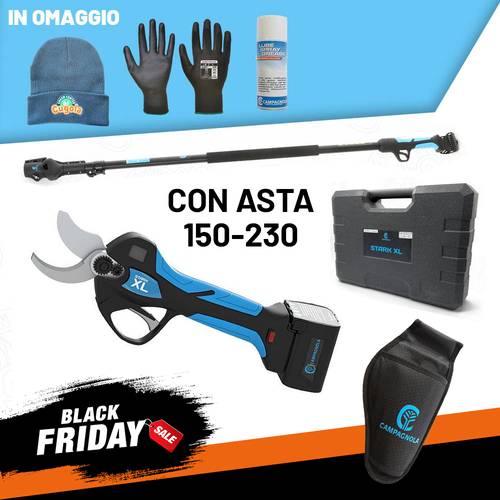 Forbice elettrica a batteria Campagnala Stark XL + asta telescopica 150-230 + omaggi