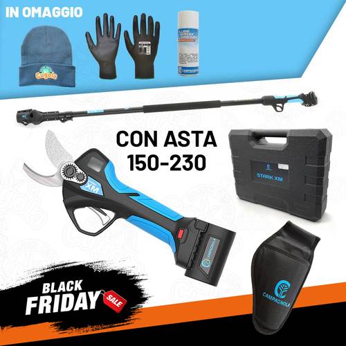 Forbice elettrica a batteria Campagnala Stark XM + asta telescopica 150-230 + omaggi