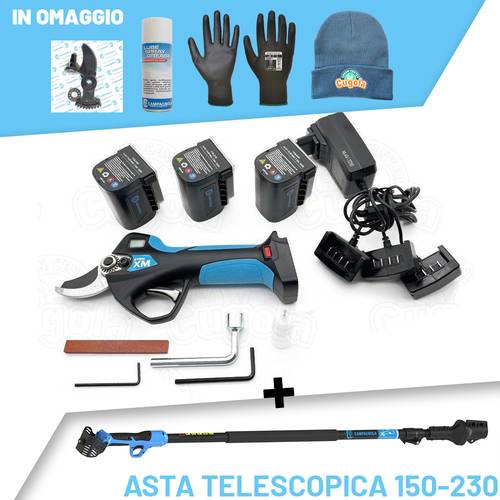 Forbice elettrica a batteria Campagnala Stark XM + asta telescopica 150-230 + omaggi