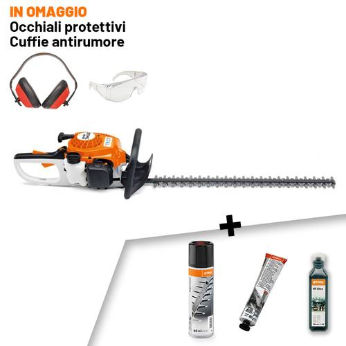 TOSASIEPI A SCOPPIO STIHL HS 45  - lama cm 60 + Superclean 50 ml + Grasso Multilub 80 gr + omaggi