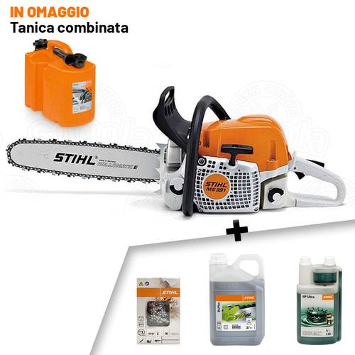 Motosega a scoppio Stihl MS 391 - spranga 50 cm + catena + 3L Bioplus +  1L HP Ultra + tanica in omaggio